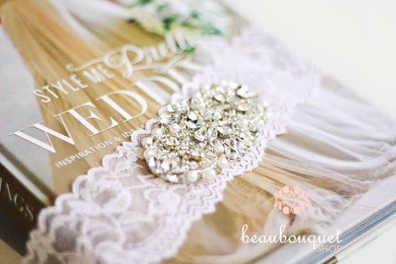 Crystal Bridal Garter, Beaded Rhinestone Garter, Wedding Garter, Bridal Lace Garter, Bridal Accessories