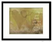 I CARRY Your HEART print in Green-Gold, EE Cummings Quote, Love quote, Wall Decor, Typographic Print,  8x10
