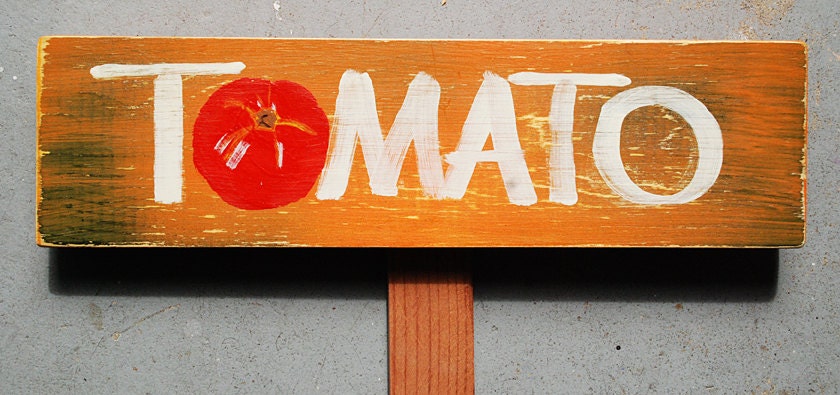 Hand-painted Garden Sign "TOMATO", 093