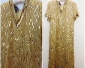Vintage gold fringe bead dress GATSBY