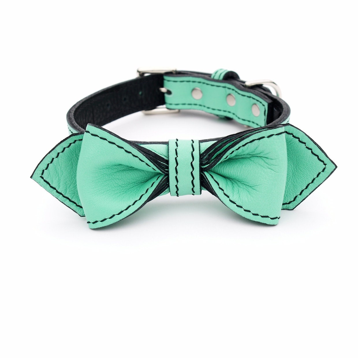 Seafoam Martini Bowtie Dog Collar