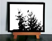 Bird in a Tree - Nature Art, Nature Paper Cutting, Pine Tree Art, Fir Tree Art, Pine Tree Silhouette, Silhouette Art, Paper Cutting