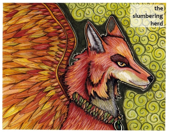 Autumn Spirit Fox, 8x10 Print from Original Illustration