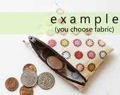 Laminated cotton zippered coin pouch  // choice of fabric