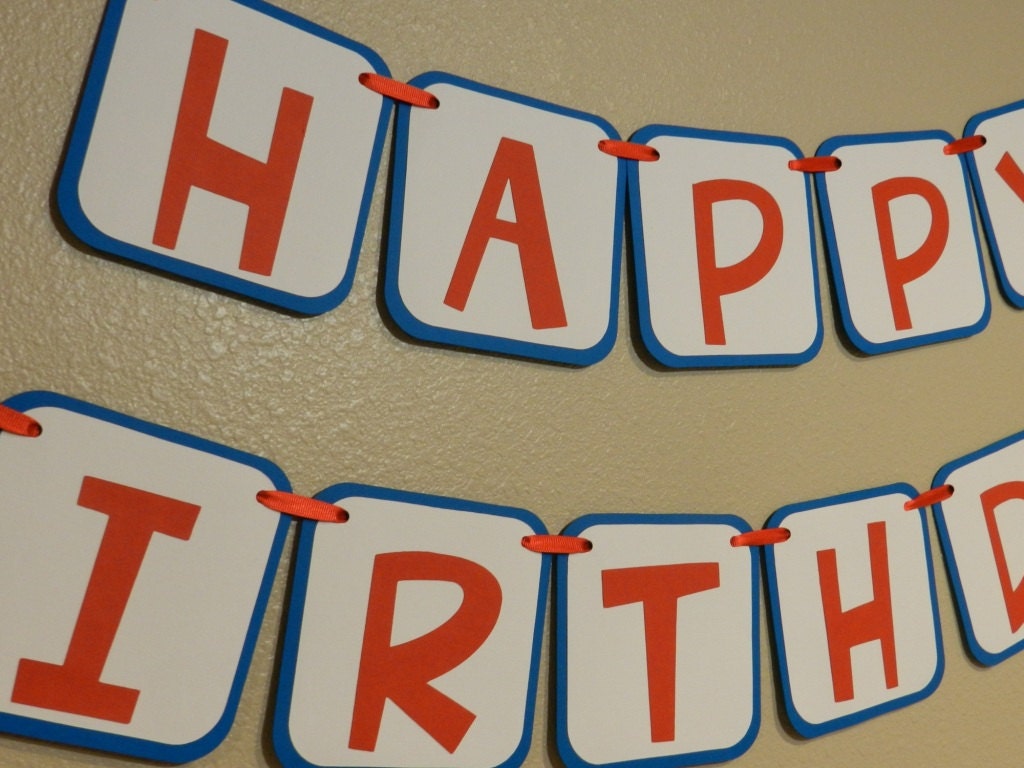 Red White and Blue Birthday Banner