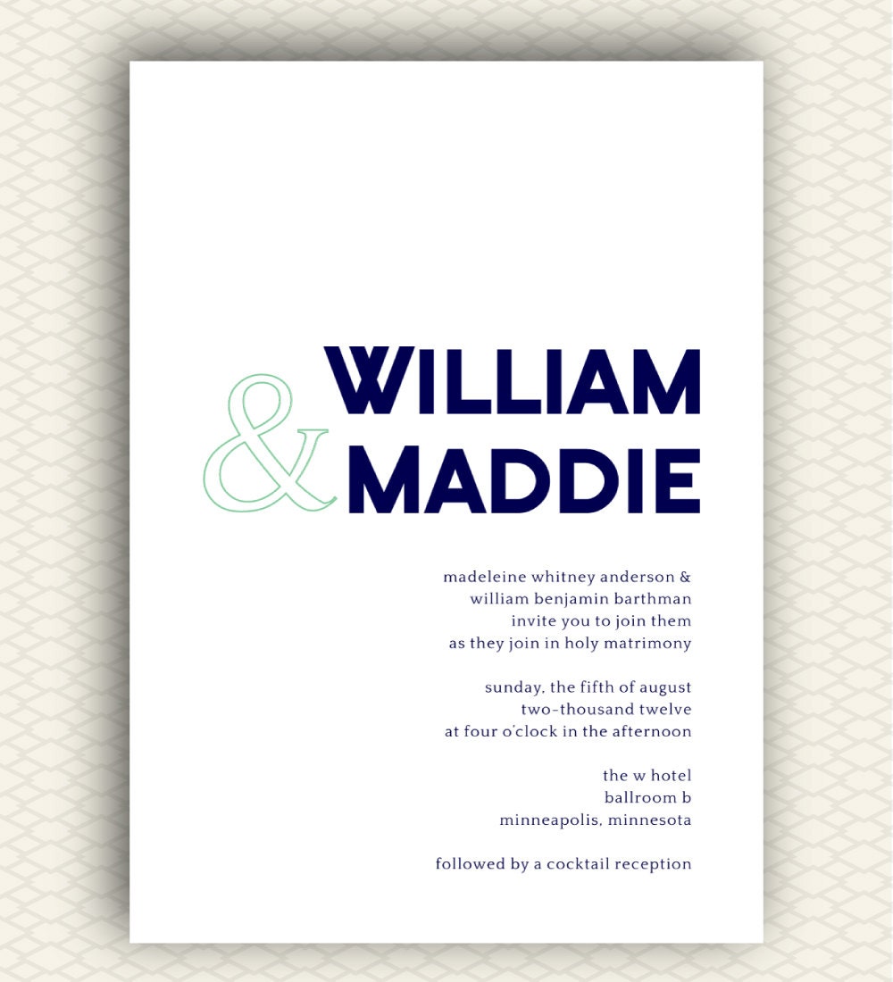 DIY Printable Big Ampersand Wedding Invitation Suite with RSVP