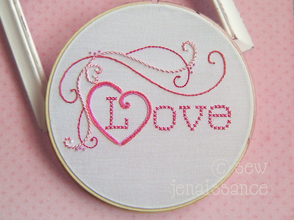 Hand Embroidery  Pattern Valentine Love PDF