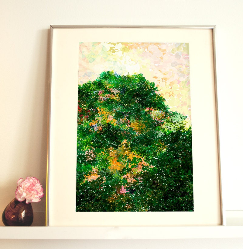Buy One Get One Print Free - Nature Art Print Poster- Evergreen - 13 x 19 - Open Edition - trees, green, foliage, forests