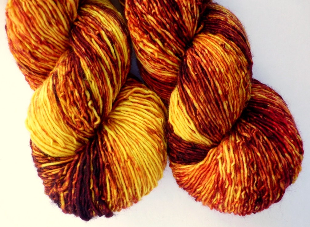 Hand Dyed Sock Yarn - Superwash Merino Single Ply Fingering Weight in Serengeti Sunset Colorway