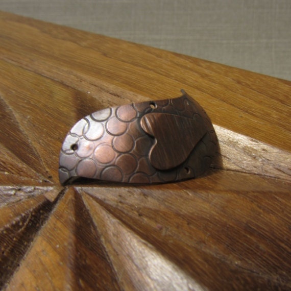 Oxidised Copper Lovebird Charm - Curls and Lines