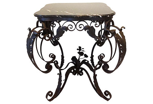 Iron and Marble Center Table