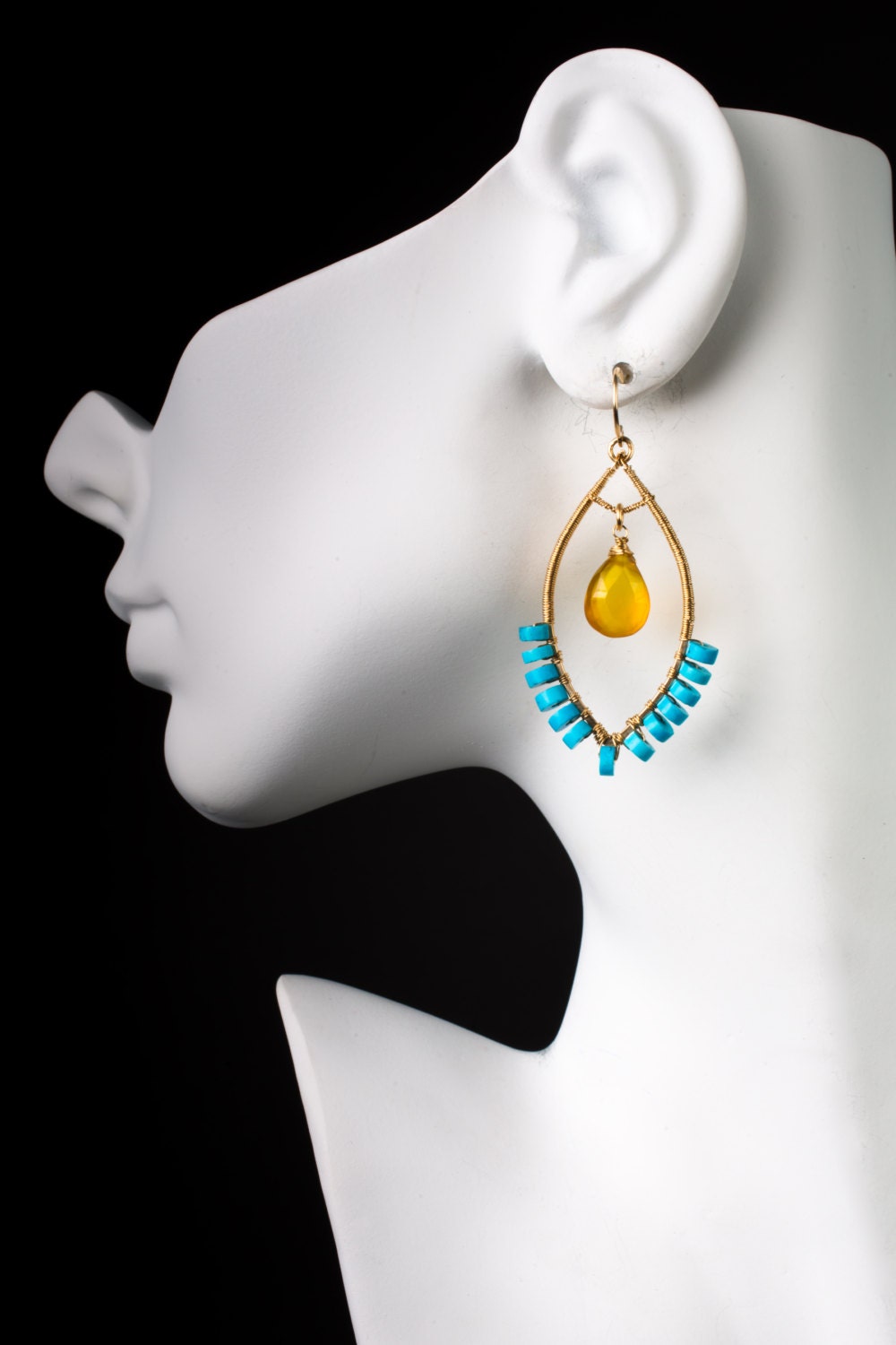 Torneaux Earrings Spring / Summer 2013//// Dusk Blue Turquoise and Lemon Zest Chalcedony