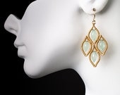 Sharon Earrings ///Wire wrapped framed ocean blue chalcedony