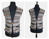 1970s Cotton Hippie BOHO Fringe Biker Vest - Small/Medium