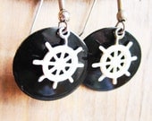 Vintage Black and White Nautical Earrings