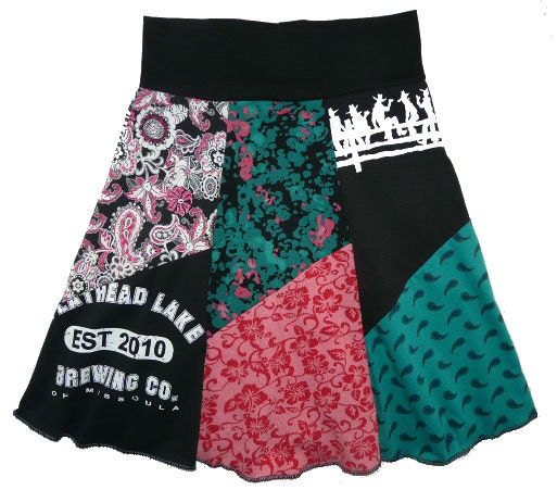 Montana Boho Chic Hippie Skirt Women's Small Medium upcycled t-shirt clothing from Twinkle