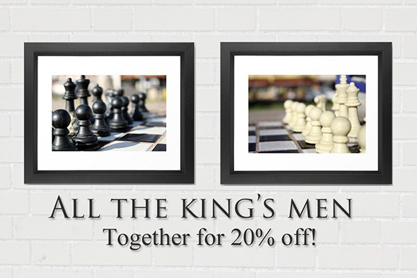 All The King's Men Combo- Buy Together and Get 20% Off- Discounted Print Set- Chess Set Photography- Two 8x12 Fine Art Prints (unframed)