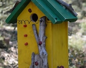 Birdhouse Lady Bug Hand Painted Handmade Outdoor Garden Decorative Bird House Rustic Birdhouses Functional Chickadee Birds Free Shipping