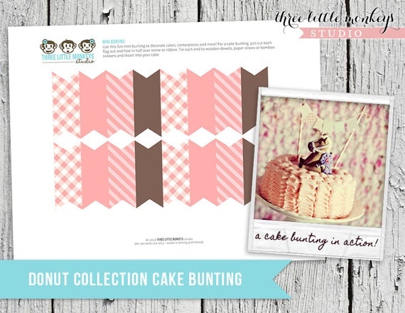 Donut Shop Collection Cake Bunting - decorate a cake or use for decor Il_570xn