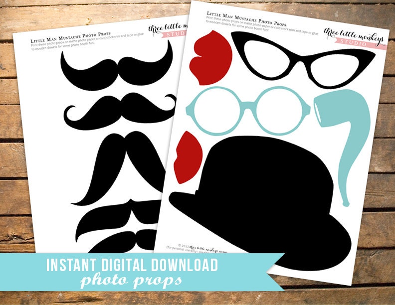 INSTANT DOWNLOAD Little Man Mustache Photo Props Il_570xn