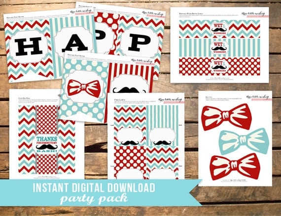 INSTANT DOWNLOAD Little Man Mustache Birthday or Baby Shower Collection Il_570xn