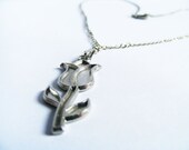 Tulip Flower Necklace - Charm Necklace - Metal Silver Necklace - Little Flower Charm - Dainty Necklace - Simple Jewelry