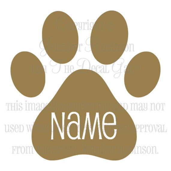 Personalized Paw Print Vinyl Decal Sticker - ANY Color