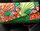 Orange, green and yellow african print clutch by Gitas PORTAL