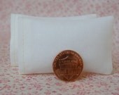 Dollhouse Miniature Set of 2 Solid Ivory Bed Pillows - 1:12 scale