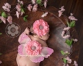 Newborn Photo Prop Sweet Pink Peony Enchantment Wings And Headband Set From The Sweet Fairy Fancy Collection Beautiful Newborn Photo Prop