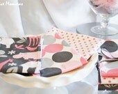 Designer Fabric Baby burp cloths - Pink, White & Grey Zoo animals