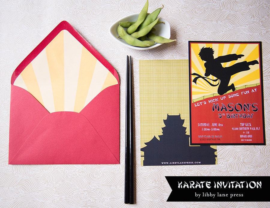 KARATE Invitation, Ninja, Martial Arts, Boys Birthday, PRINTABLE by Libby Lane Press