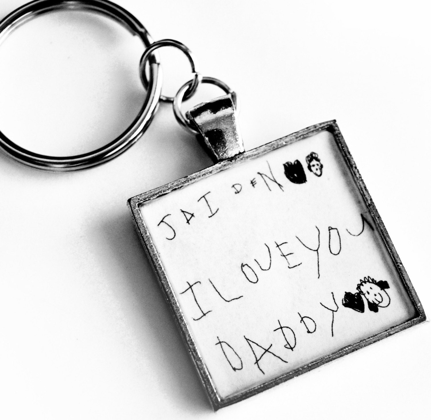 Your Child's Artwork Custom Personalized Keychain- Father's Day, Mother's Day, Birthday, Christmas, Valentine's Day