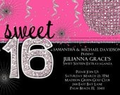 Sweet 16 Birthday Invitation - Hot Pink Custom and Printable Invite Il_170x135