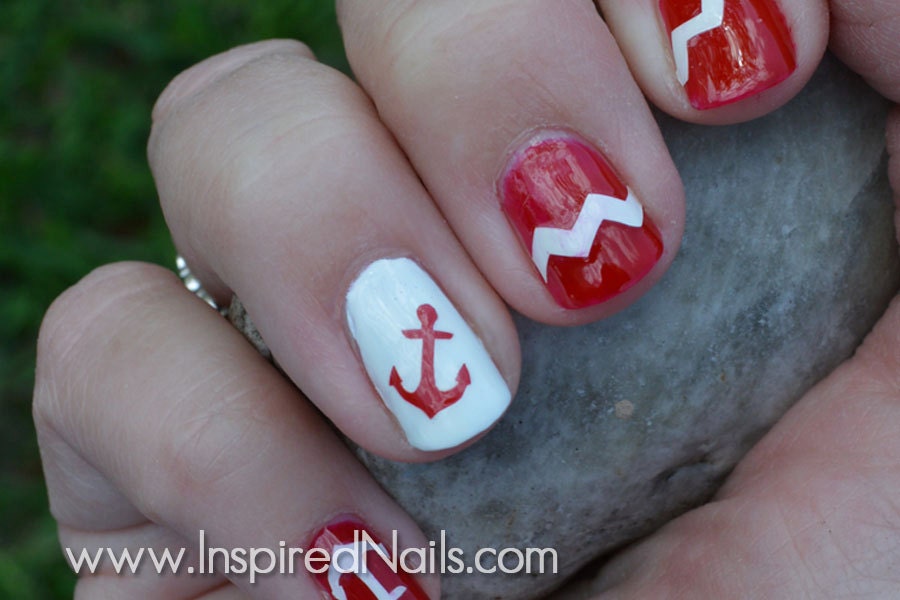 Anchors, Chevron Stripes & Stars Nail Decals Choice of Colors Gold, Silver, White, Red and More