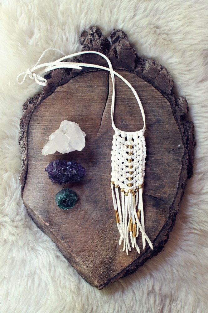 White Clouds Macrame Necklace