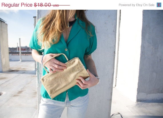 SALE Gold Shiny Handbag Vintage Charm