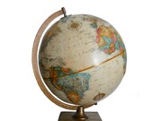 Vintage World Globe Replogle 12 Inch World Classic Series Raised Relief Sepia Tone and Wood Base