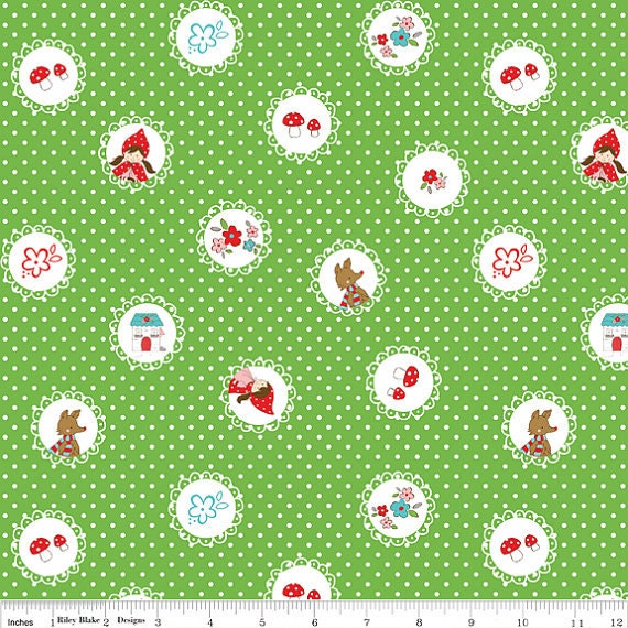Little Red Ridding Hood-Little Scallops GREEN by Tasha Noel for Riley Blake