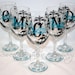 7 Personalized Damask Bride and Bridesmaid Wine Glasses
