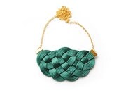 Emerald green and gold sailor knot necklace, knotted cords, dark green, summer, rope jewelry, elegant, gift for her, nautical style