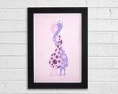 Twist of Love giraffe - Love poster decor - Nursery Illustration art print A4
