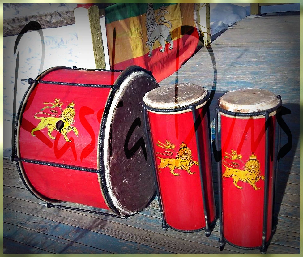 Rasta Drums Red Nyabinghi Matched Set