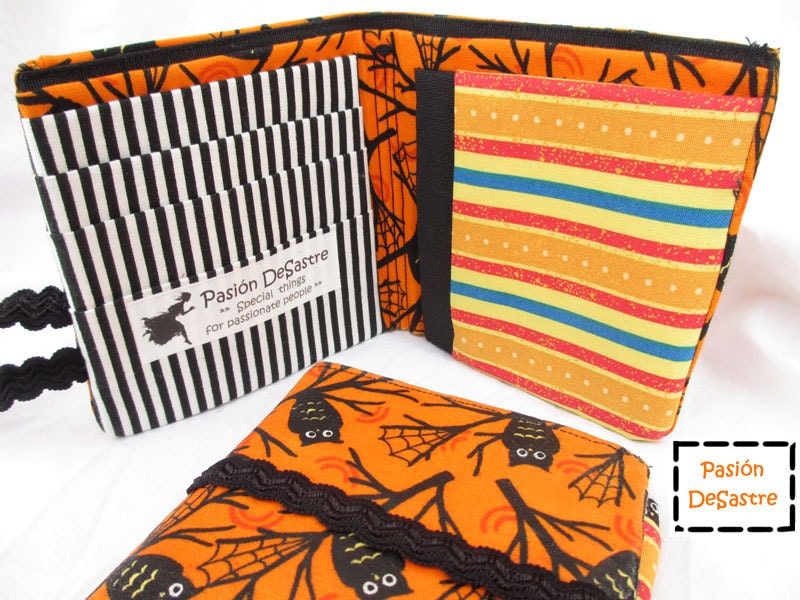 Halloween owls stripes wallet bifold women multiple pockets card