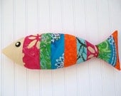 Batik Pillow - Key West Decor - Tropical Fish - Modern Patchwork Pillow - Luau Decor