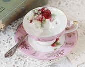 Vintage Pink and Rose Lusterware Teacup by Royal Halsey - circa 1940's