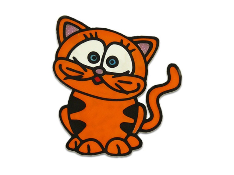 Cat - stained glass window clings-  handmade window sticker / decal -  kids room - baby bath - home decoration