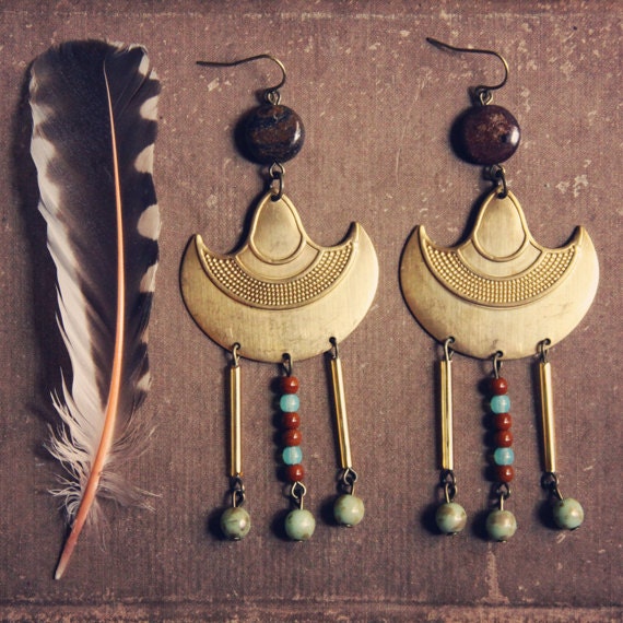 savannah.  a pair of bohemian tribal beaded earrings.