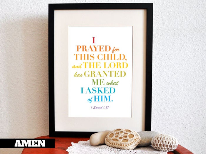 1 Samuel 1:27. I prayed for this child. 8x10. DIY. PDF. Printable Christian Poster. Bible Verse.