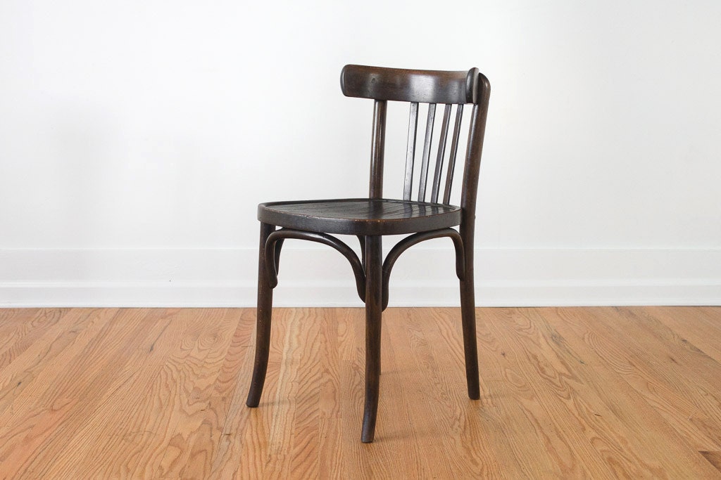 Vintage Thonet Dark Wood Bentwood Desk Chair